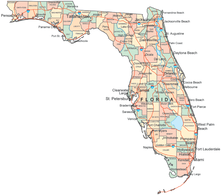 Map Of Florida With Cities Listed 2018